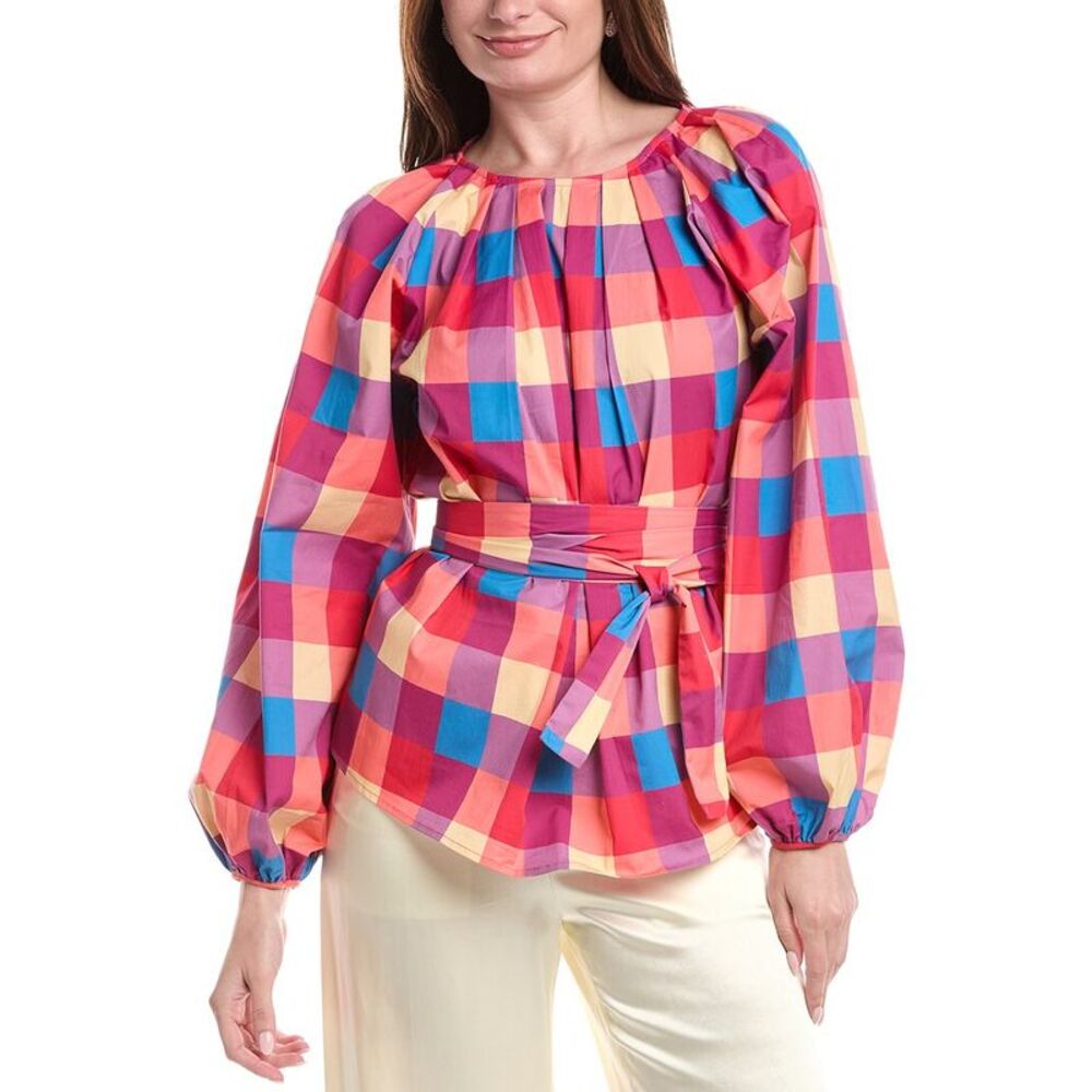 Misook Womens Tie Waist Blouse, Pink